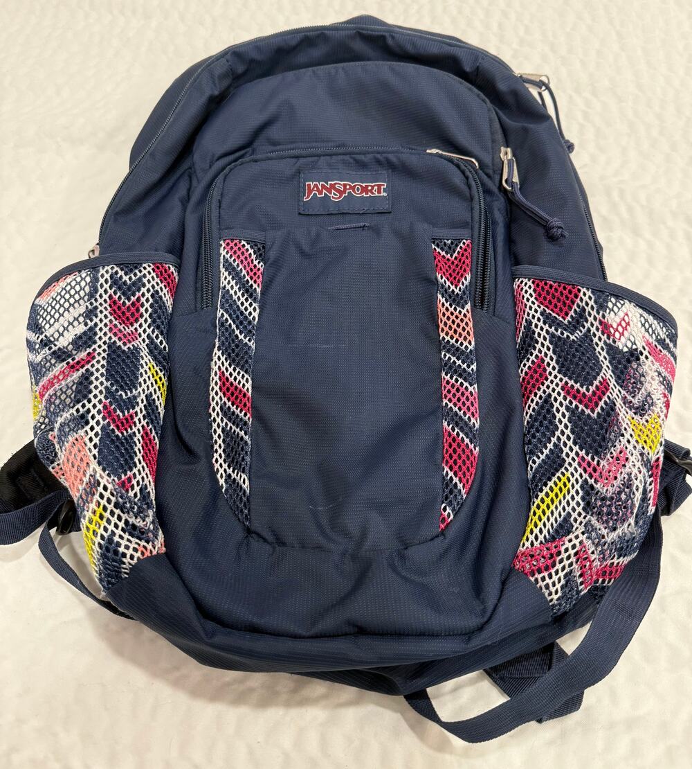 JanSport Women’s Node Backpack Navy Chevron 27L Laptop School Book Bag Organizer